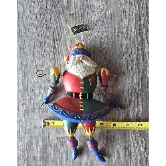 Midwest Cannon Falls Large Articulated Hanging Santa Heart Ornament *RARE NEW B - Picture 3 of 5